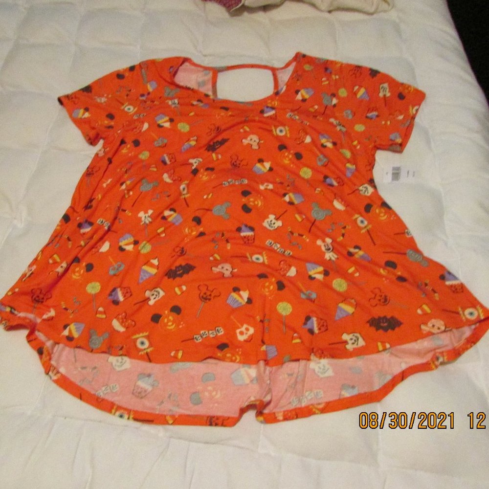 Disney Snacks Halloween Womens Blouse Shirt XL